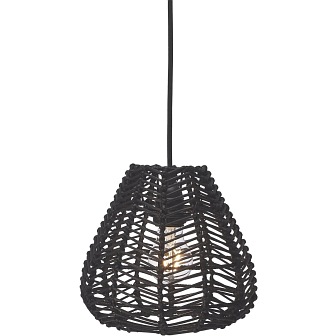 Mała rattanowa lampa wisząca Adelle czarna 24cm